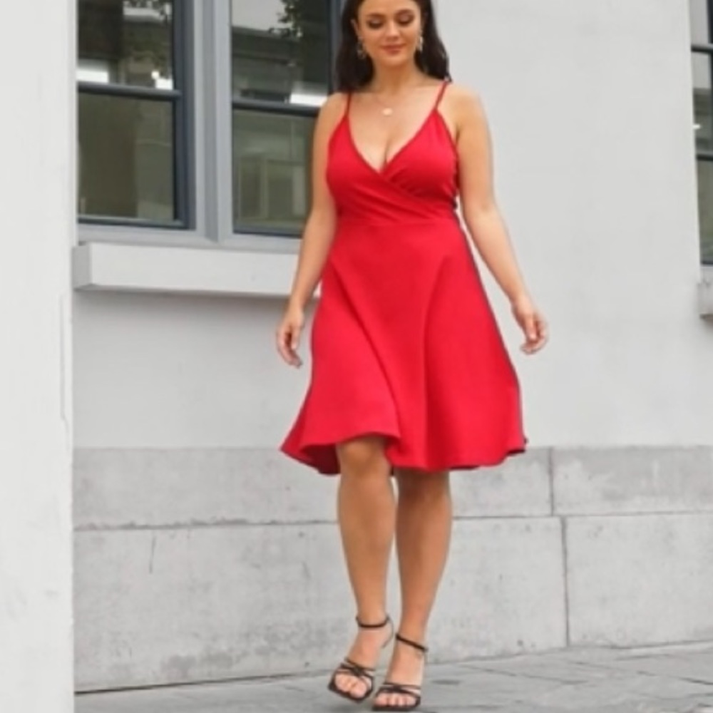 SheIn V Neck Sleeveless Spaghetti Straps Solid Cami Dress Backless Dresses
